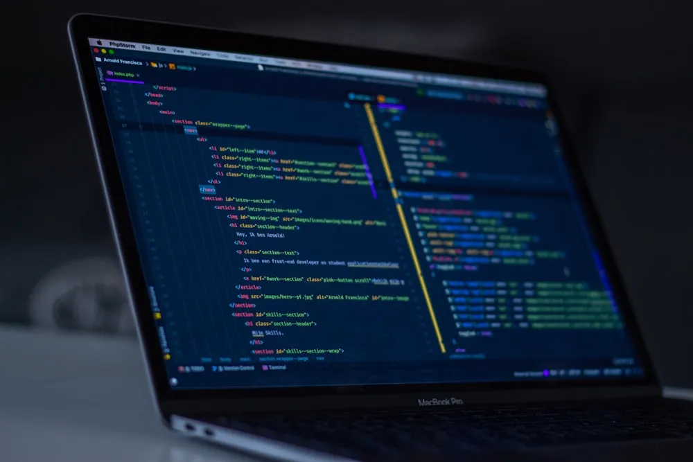 Pantalla con código de un sistema a medida desarrollado por Wolftech