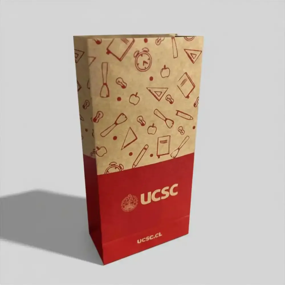 Bolsa tipo saco de papel kraft impreso para UCSC