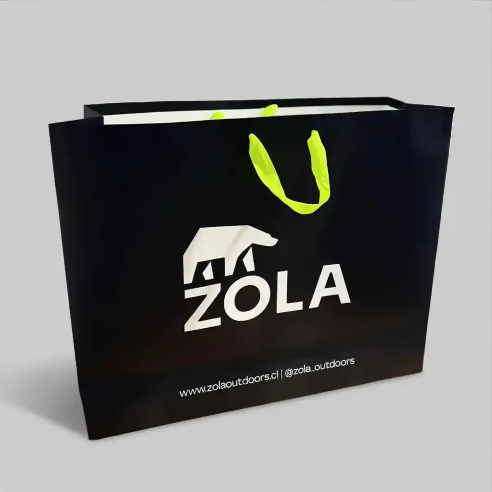 Bolsa negra con manilla de cinta verde para Zola